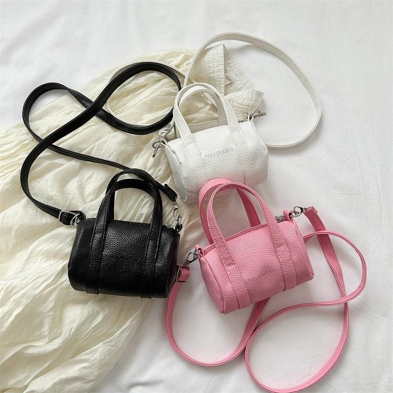 Stylish Mini Round Cylinder Bag Women 2023 Trendy Litchi Texture Handbag Soft Urban Chic