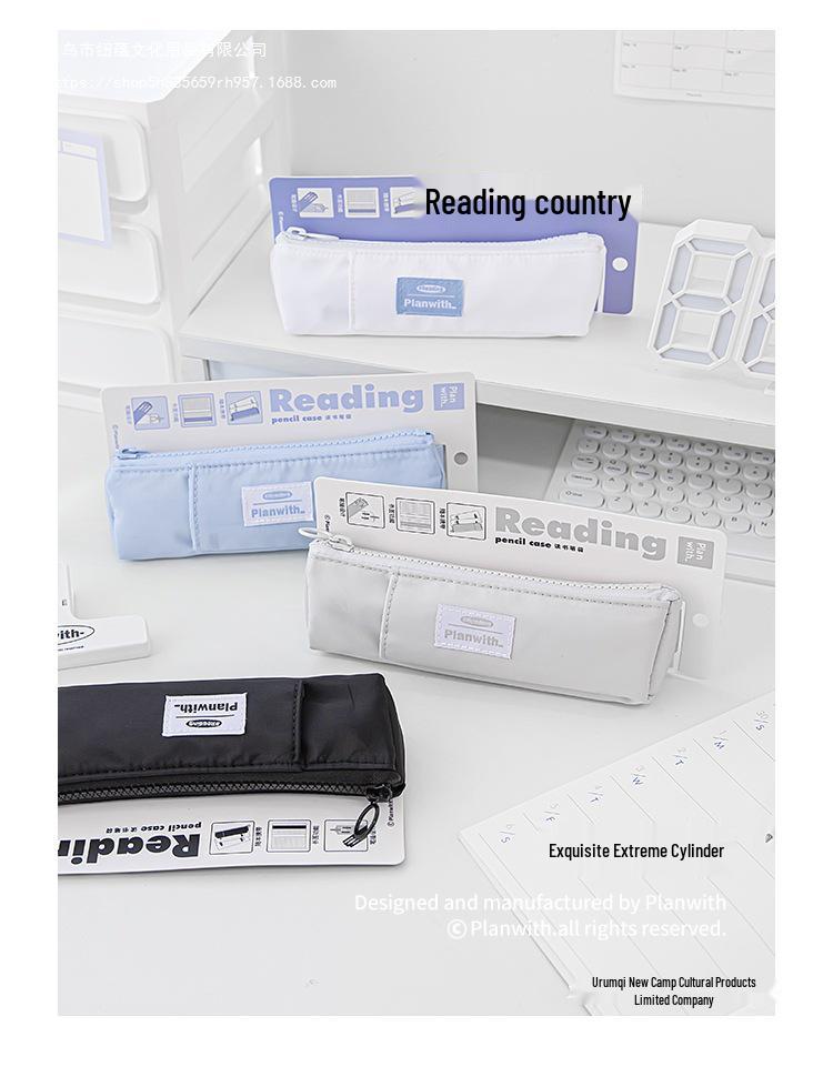 Bärbart Krämblått Pennskrin för Studenter - Liten Kapacitet, Minimalistisk Stil