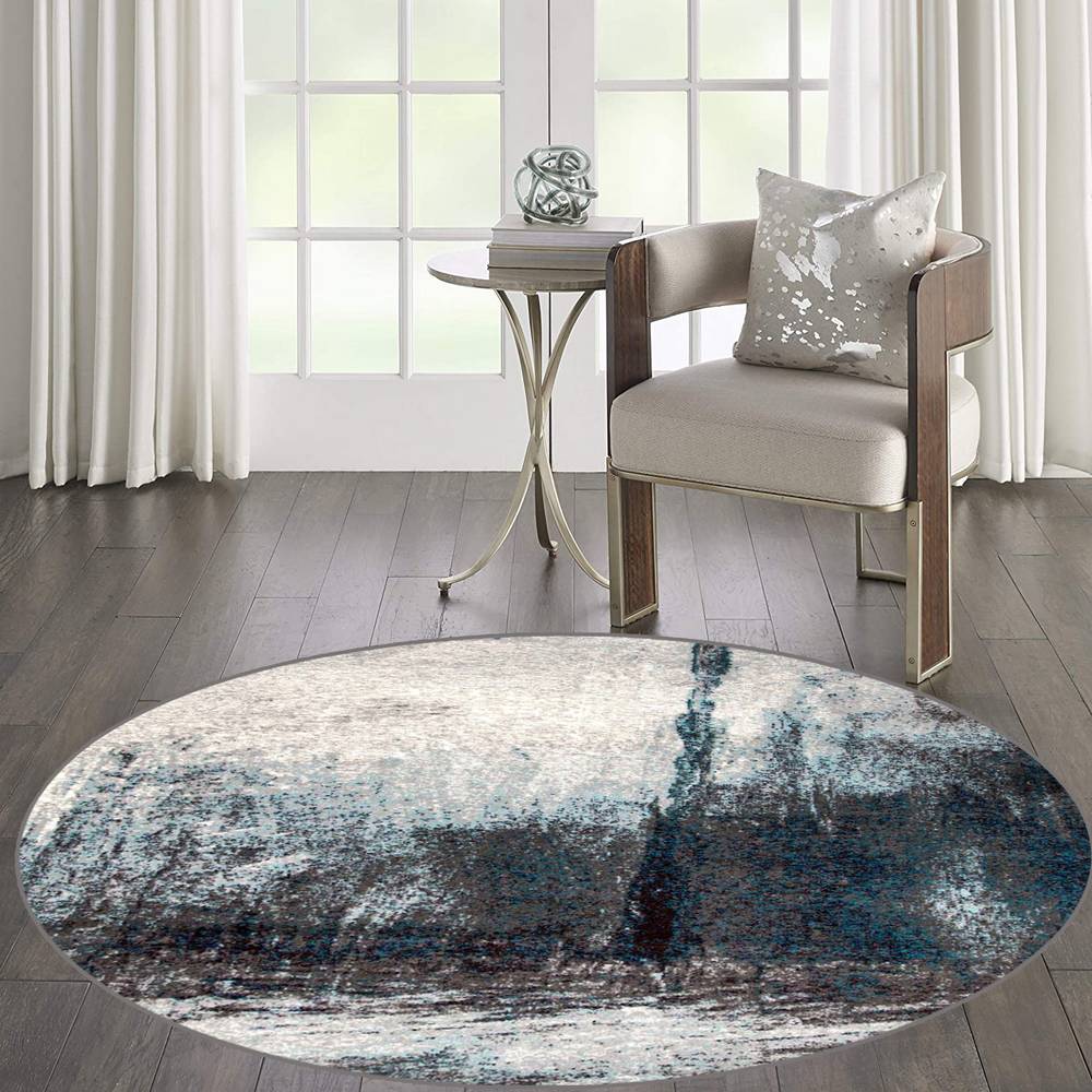 

Домашний моющийся круглый ковер с принтом Eliana LNA7118 100x100 серый