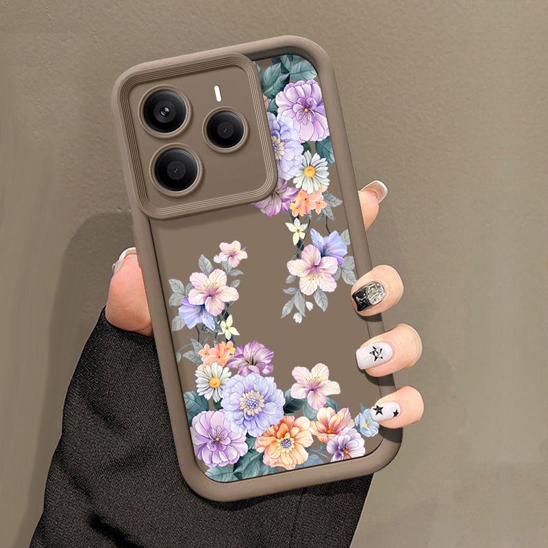 Color Floral Pattern TPU Soft Phone Case For Xiaomi 14T Pro 13T Poco F6 Pro X6 M6 X5 Redmi Note 14 Pro 13 12 11 10 Matte Shockproof Back Cover