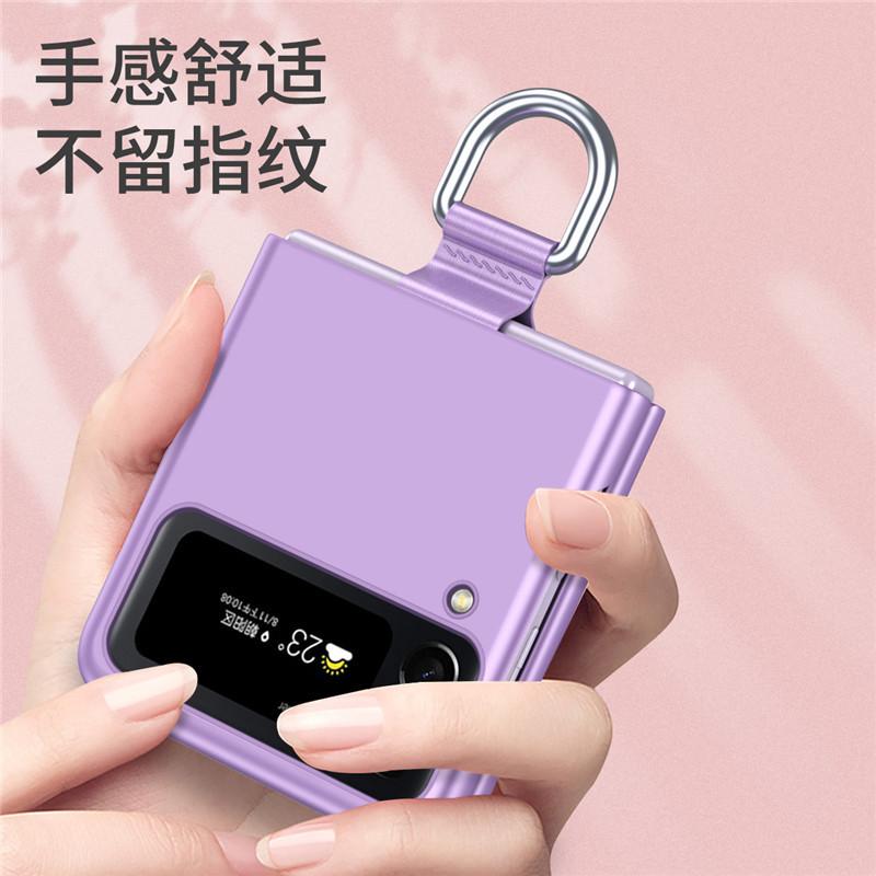 Applicable To Samsung Z Flip1 Mobile Phone Case, Ribbon Lanyard, Light and Skin-sensitive PC Folding Screen Z Flip1 Protective Case