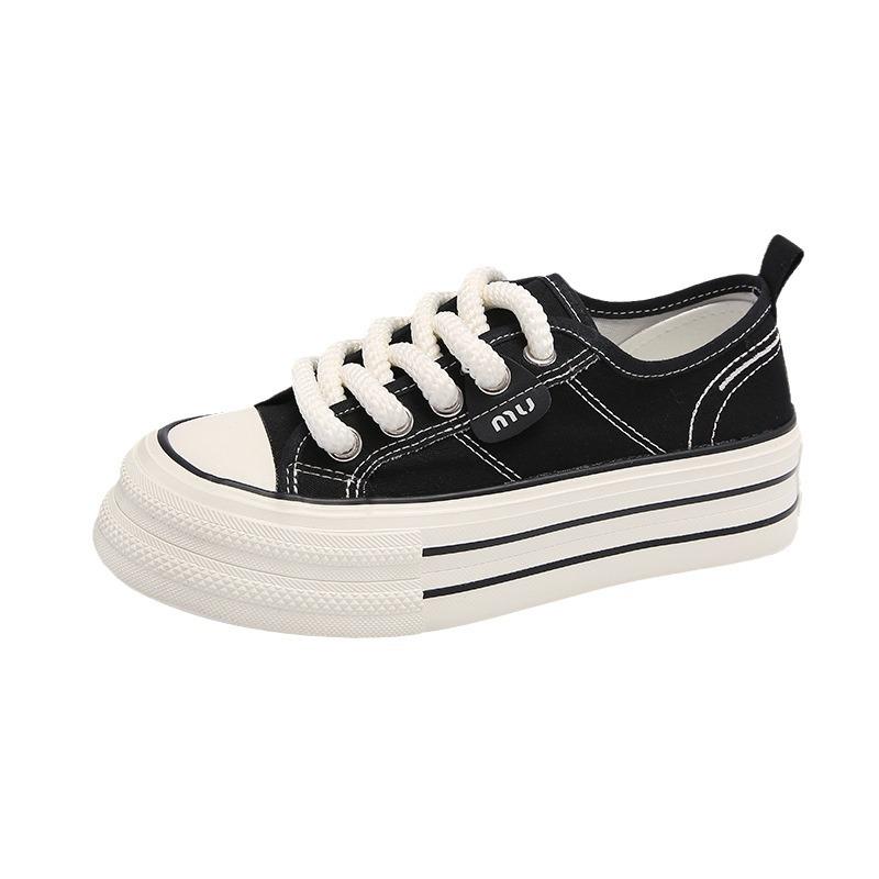 Fashion platform canvas shoes women's 2025 summer new Korean version fashion versatile small height increase casual white shoes