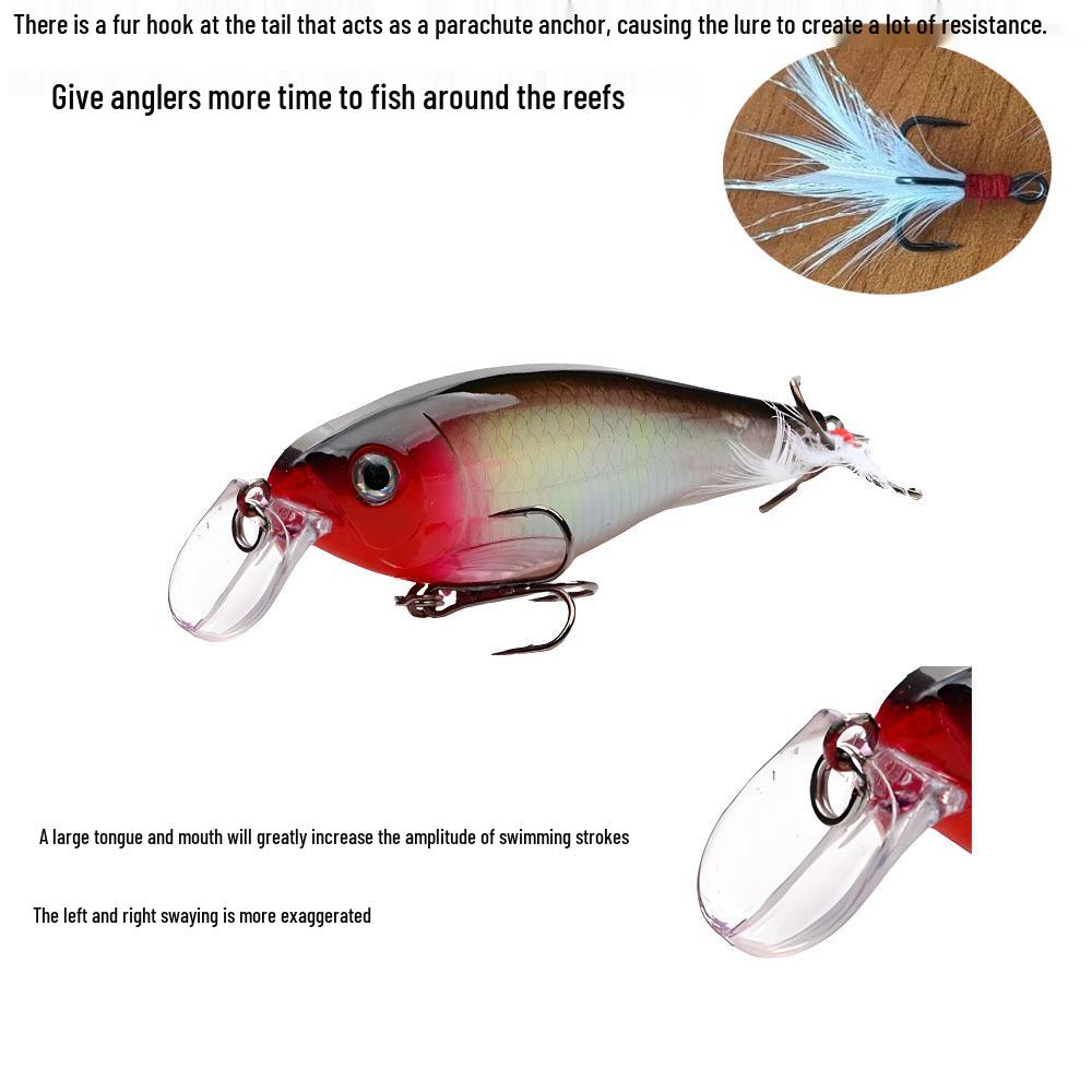 Wide Lip Floating Minnow Lure 8.5CM, 12.3G Rattle Hard Bait
