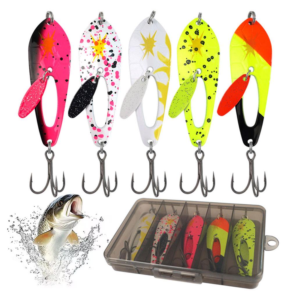 5Pcs 4g Metal Spoon Fishing Lures with Treble Hooks Spinner Bait Crankbait for Bass Pike Fishing Accessories