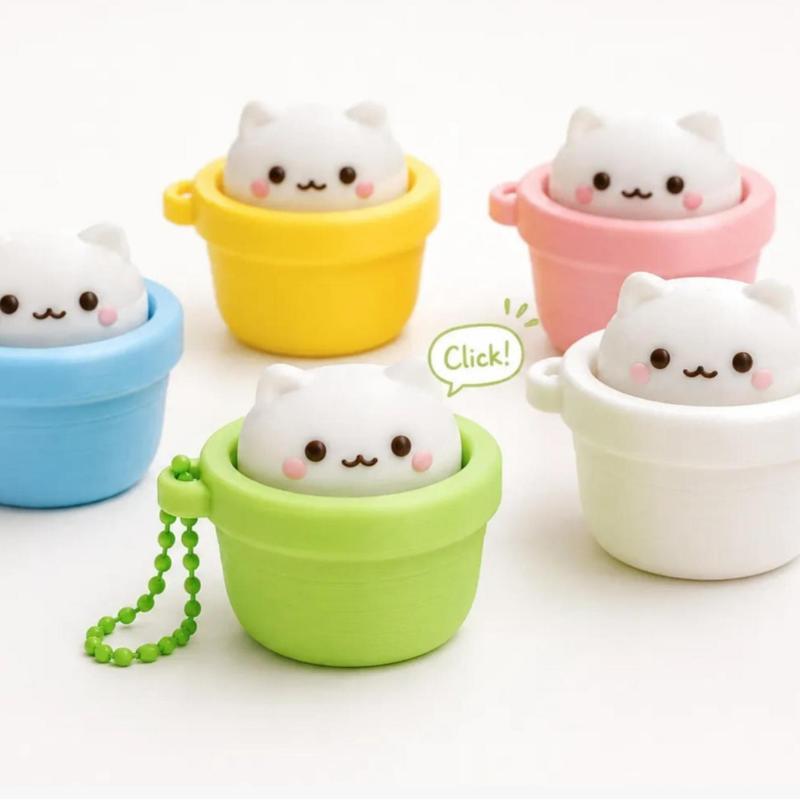 Silent Finger Button Fidget Clicker Keychain Soft Slow Rebound Anti-Stress Mini Toy for ADHD People Daily Relaxation