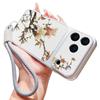INS Floral Pattern Leather Lanyard Case For iPhone 18 Pro Max Hybrid TPU+PU Anti-skid Soft Cover For iPhone 17 16 15 14 13 Pro Max
