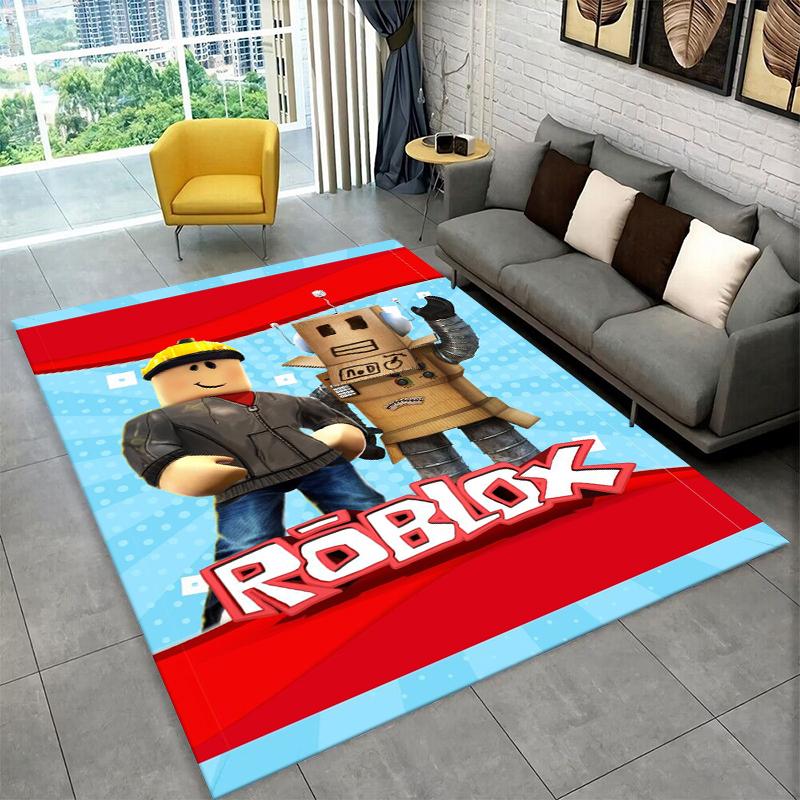 Classic Cartoon R-Robloxs Game Non-Slip Area Rug for Living Room,Bedroom,Playroom,Soft Carpet Floor Mat Home Decor Rug Kids Room