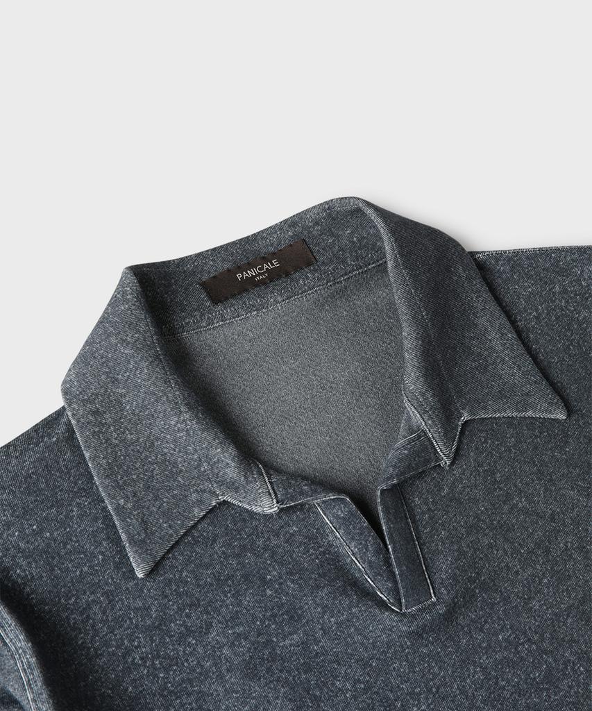 PANICALE Navy Rayon Open Polo Shirt