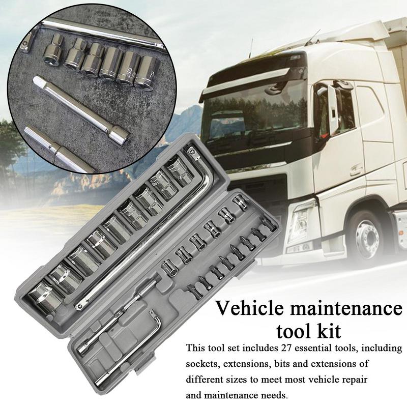 

Socket And Bit Set Vehicle Maintenance Tool Kit Ergonomic Design Drive Socket Set For Toolbox Family Garage And In-Car Use CHINA