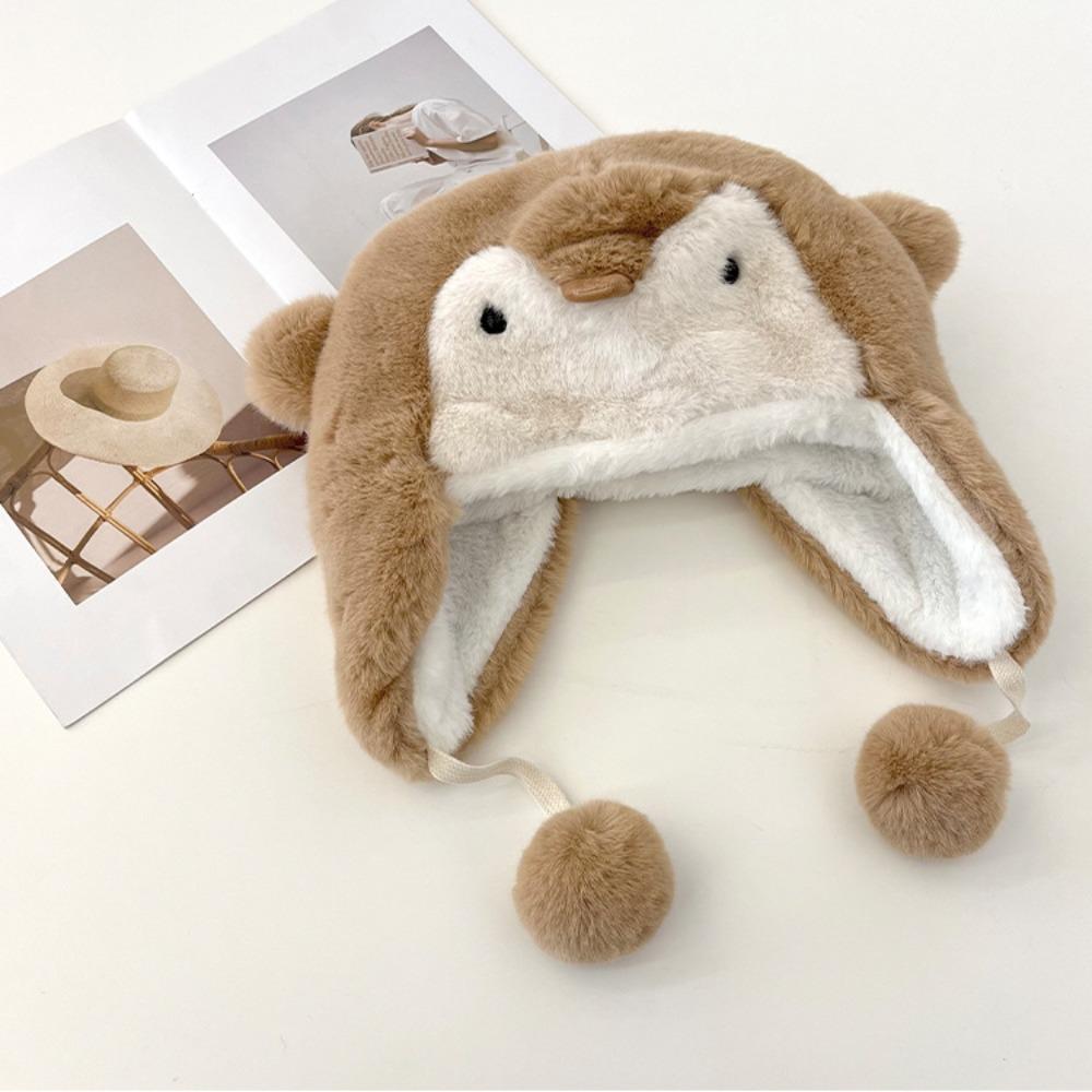 Cute Penguin Plush Hat Cold Protection Pullover Hat Sweet Beanies Caps  Kids Adult Gifts