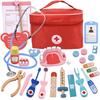 Doctor Speelgoed voor Kinderen Set Kinderen Houten Rollenspel Kit Spelletjes voor Meisjes Jongens Rood Medisch Tandarts Medicijnkist Stoffen Tassen Cadeaus