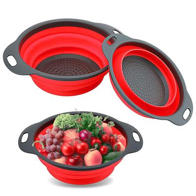 Rundes zusammenklappbares Sieb aus Silikon für die Küche, zum Waschen von Obst und Gemüse, Sieb, faltbare Abtropffläche, Küchenhelfer, Werkzeuge