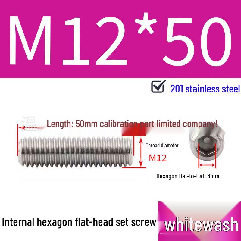 201 Stainless Steel Headless Set Screw - Flat End Socket Screw