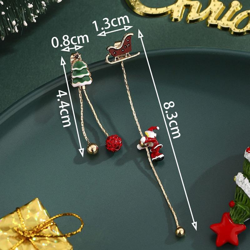 Personalized Jewelry Christmas Alloy Stud Earrings Christmas Hat Elk Point Diamond Christmas Tree Gingerbread Man Earrings