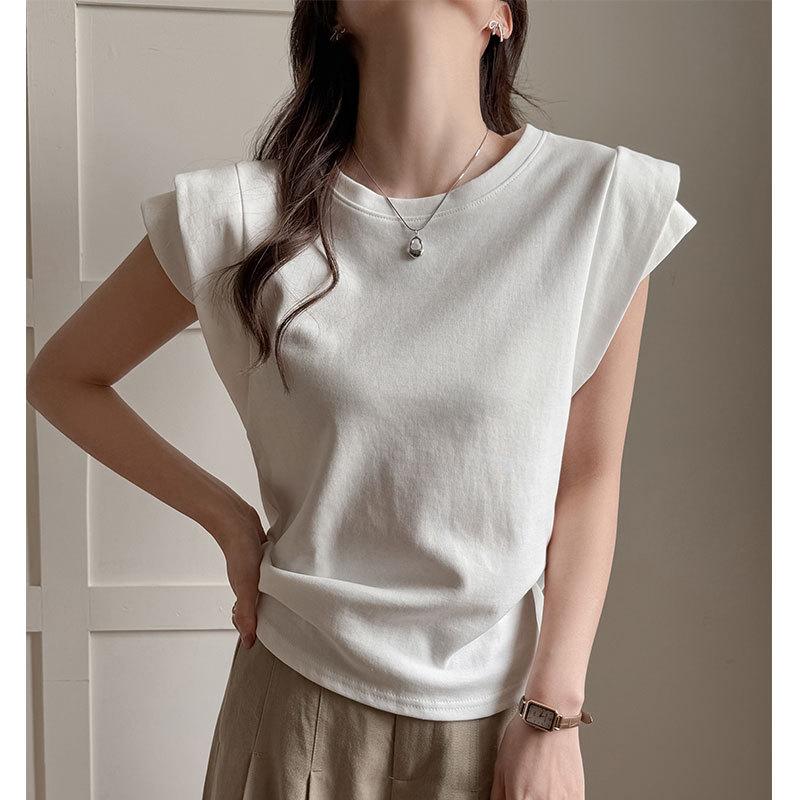 New Short-sleeved T-shirt for Women In Spring and Summer Loose Slim Design Niche Korean Version Sleeveless Top