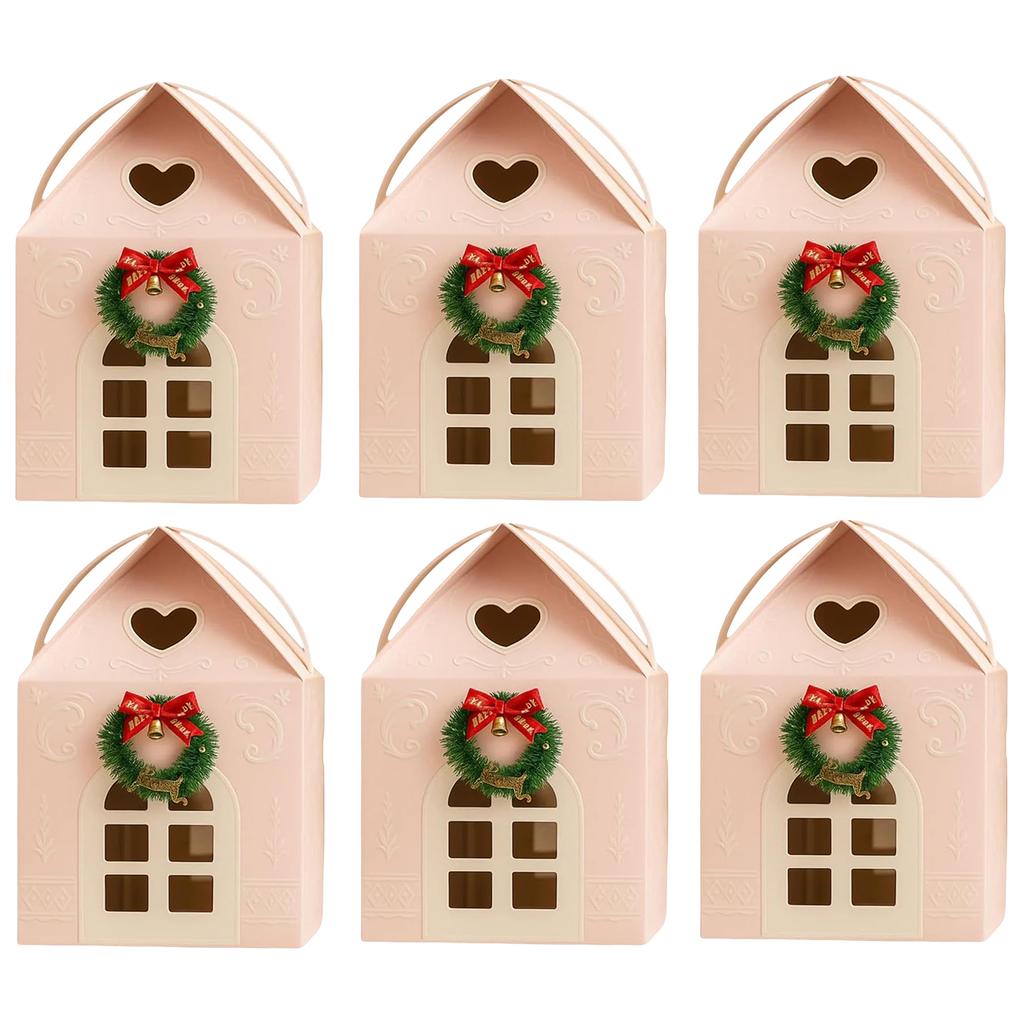 Christmas Cottage Gift Box Festive Goodie Bags with Handle Holiday Cottage Box for Holiday Party Favors Cookie Candy Packaging