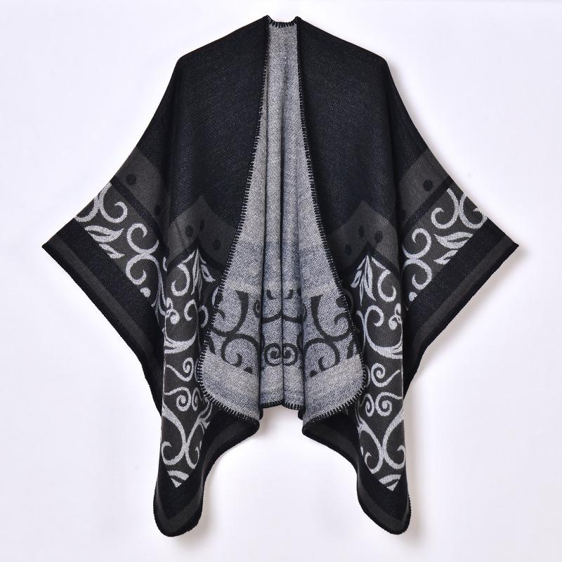 New women's shawl Yunnan travel photo wear cloak retro imitation cashmere split shawl