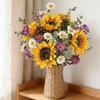 Artificial Flowers Bouquet Silk Floral Arrangements for Home Kitchen Office Table Centerpieces Wedding Party Sunflower