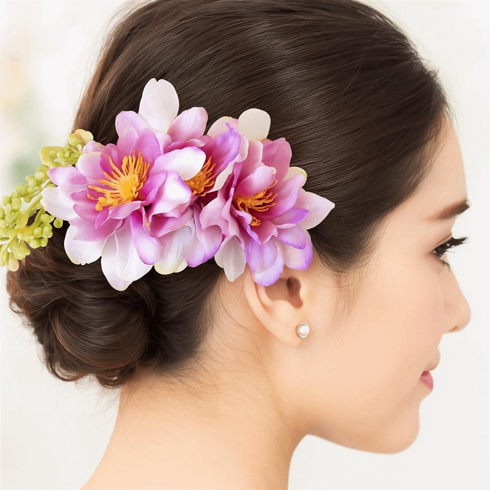 Multicolor Bridal Hairpin Cloth Hair Accessories Simple Flower Hair Comb Wedding