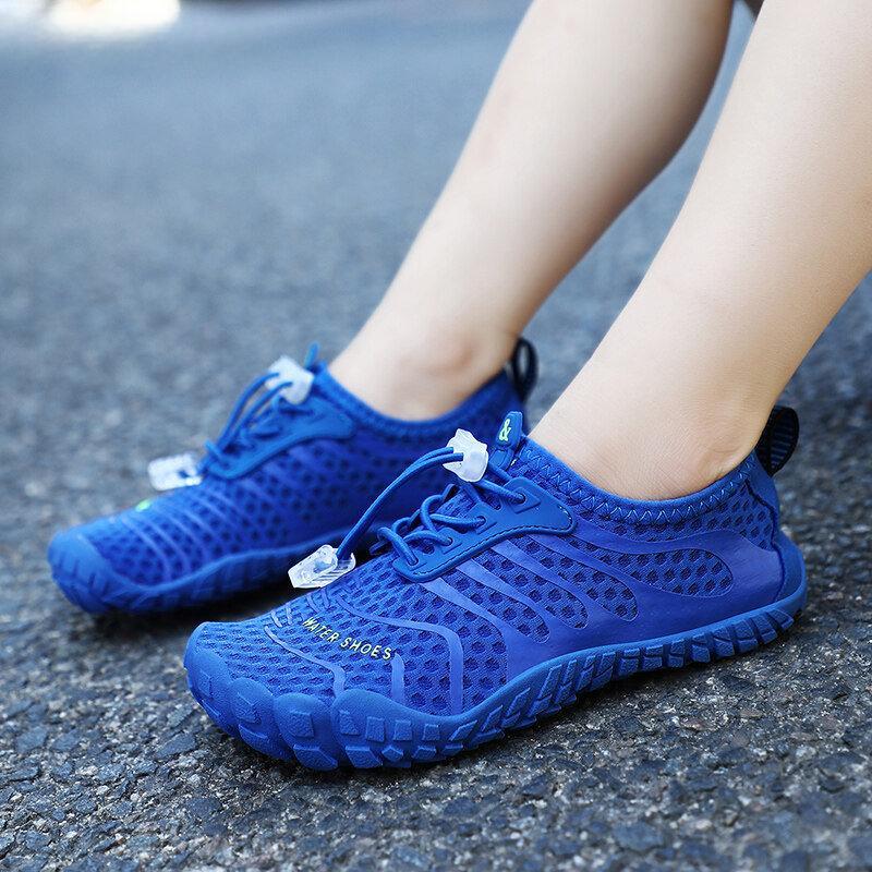Kids Light Breathable Aqua Shoes Boys Girls Quick Dry Mesh Wading Sneakers Non Slip Beach Water Sports Footwear for Surfing Swimming