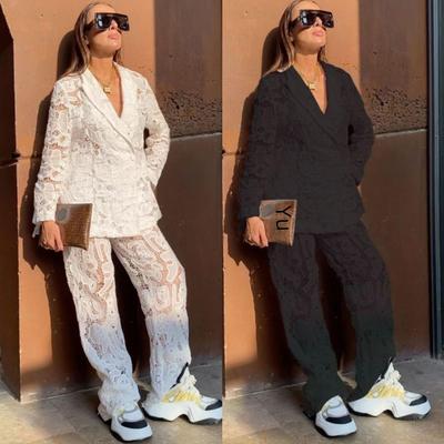 2023 Fashionable Women's European & American Casual Lace Suit