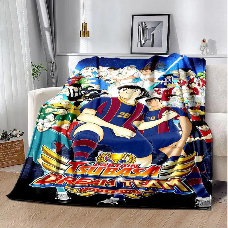 Anime Captain Tsubasa Soccer Cartoon Blanket,Soft Throw Blanket for Home Bedroom Bed Sofa Picnic Travel Office Cover Blanket Kid
