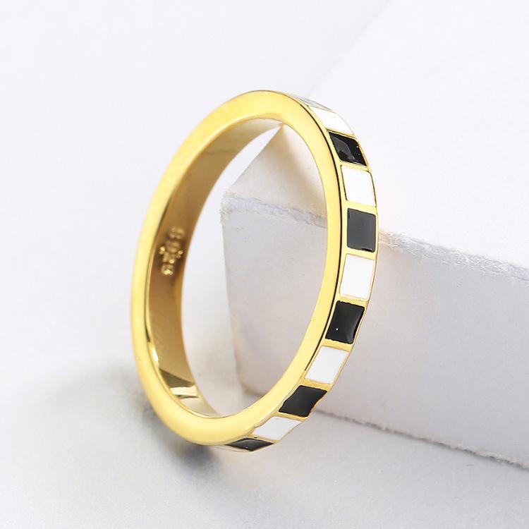 New Fashion Enamel Ring Checkerboard Fashion All Kinds of Personalized Casual Girl Ring