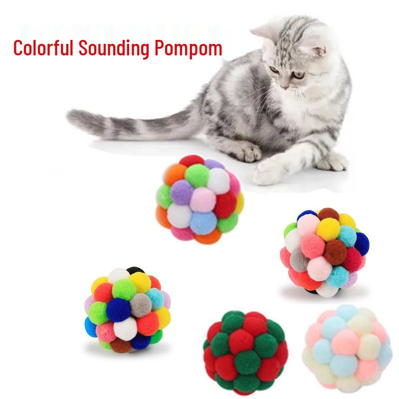 Hachi Colorful Yarn Bell Ball: Elastic Plush Toy for Kittens & Cats