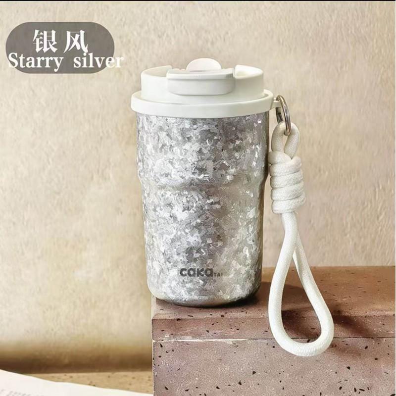 Pure Titanium Insulated Coffee Cup With Straw Handle Dual-Use Travel Mug Men Women Modern Minimalist 350ml