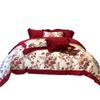 Elegant Big Red Wedding Cotton Sateen Duvet Cover Set: 100% Long-Staple Cotton, Four-Piece Bedding for Wedding Celebration.