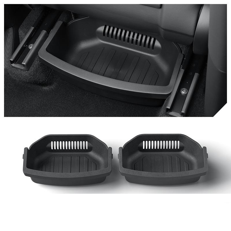 Under Seat Storage Box For Tesla 2026 Model YL 6-Seat TPE Drawer Front Rear Seat Lower Organizer Tray Car Interior Accessories
