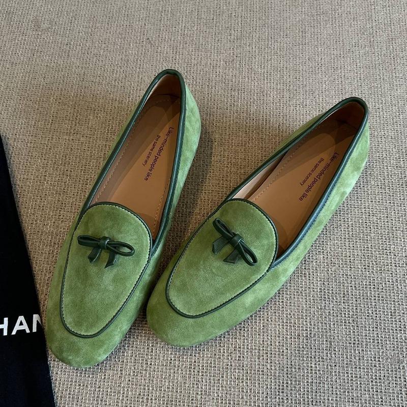 Cowhide Simple Inner Height Increase Small Leather Shoes Women's Fashion Bow Age Reduction Commuting Versatile One-pedal Single Shoes