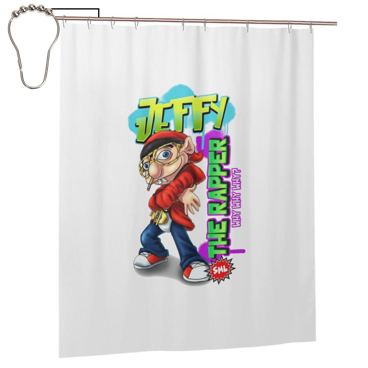 

Jeffy The Rapper Sml Character Shower Curtain Bathroom Polyester Waterproof Bath Curtains With Hooks W60H190(CM)-1 Pcs