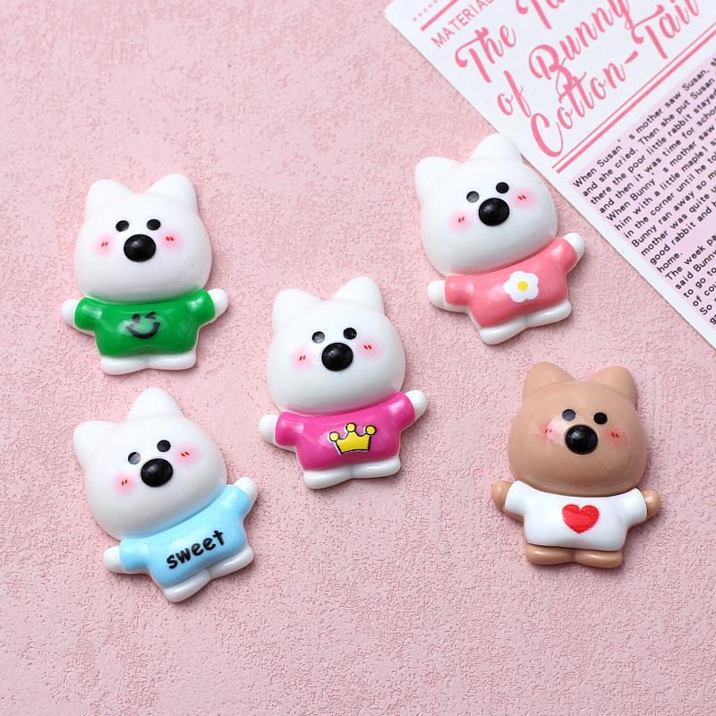 Large West Highland White Terrier Resin Hair Clip Decoration Materials - Cream Cartoon Design