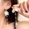 White Petal Long Tassel Earrings Female, Fashionable Temperament Earrings, Fairy Spirit Flexible And Versatile Earrings