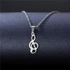 1pc Stainless Steel Cool Punk Hip Hop Necklace Hollow Note Pendant Necklace for Women and Men Party Jewelry Gift with 15.75inch + 2.36inch Stainless S