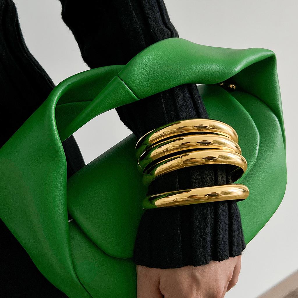 Fashion Metal Scenery Surface Bracelet Set Female, Personality Exaggerated Thread Wide Bracelet Bracelet