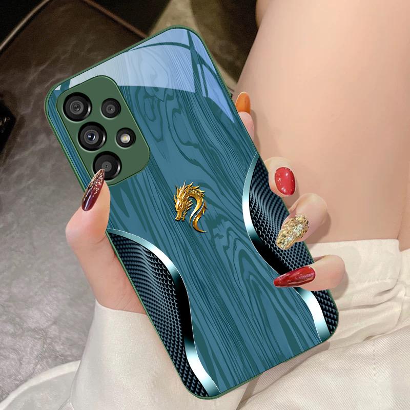 Gehärtetes Glas Handyhülle Für Samsung Galaxy S10 4G S20 11E 30 S21 21Fe 22 Pro S23 Ultra 5G S8 S9 Plus Holzmaserung Drache