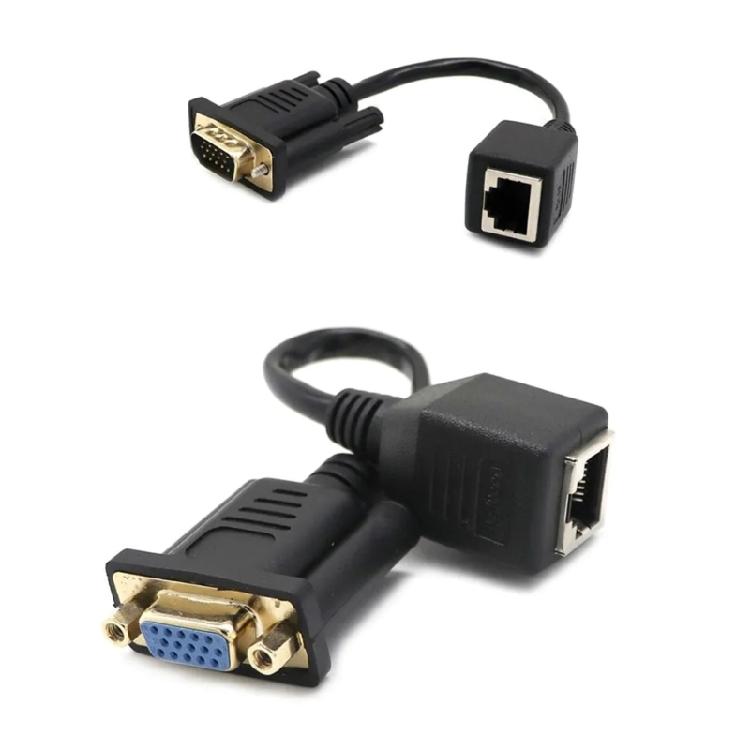 15cm/5.9in VGA To RJ45 Ethernet Port Converters Cable Wire Transmit VGA Signal