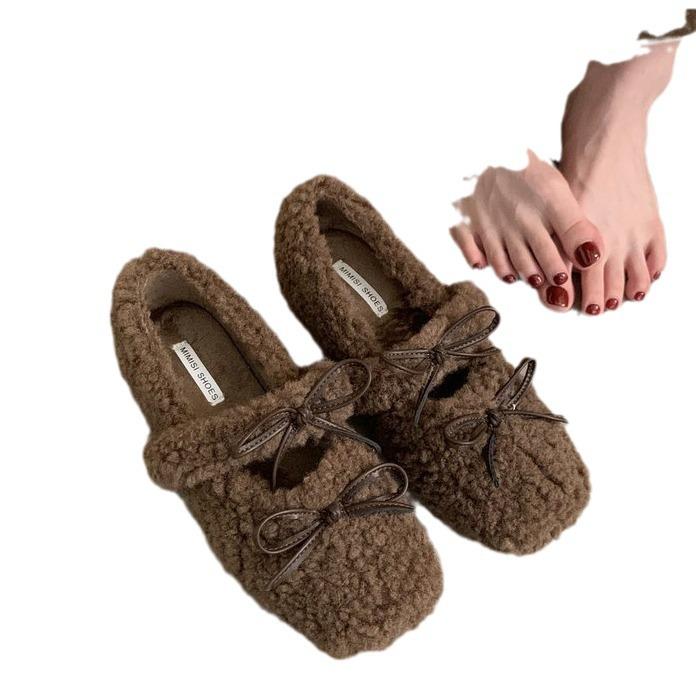 Invändigt höjande lammullsskor damvinterskor 2025 ny koreansk version älvstil mild sammet Mary Jane enkelskor