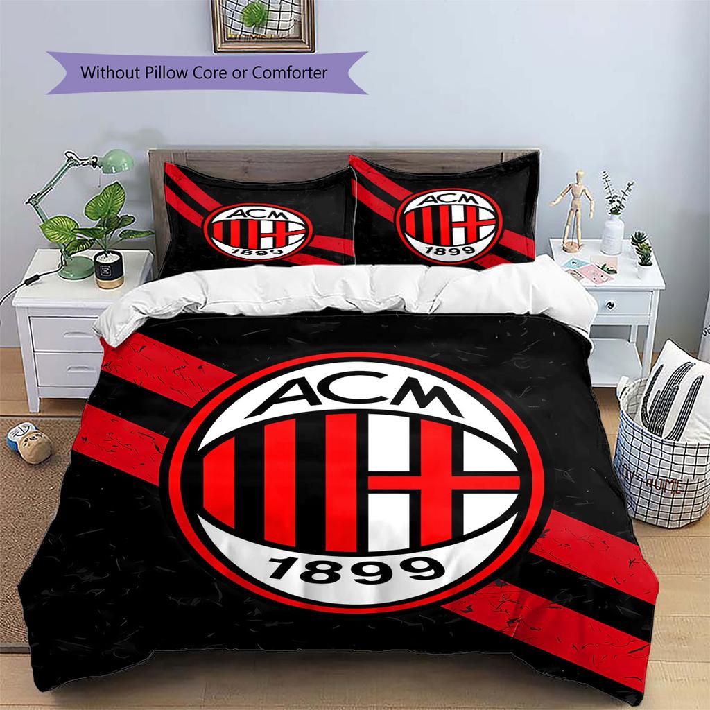AC Milan Patronen Beddengoed, Dekbed Set Dekbedovertrek Kussensloop Huis Verjaardagscadeau(1 dekbedovertrek + 2 kussenslopen, zonder binnenkussen)