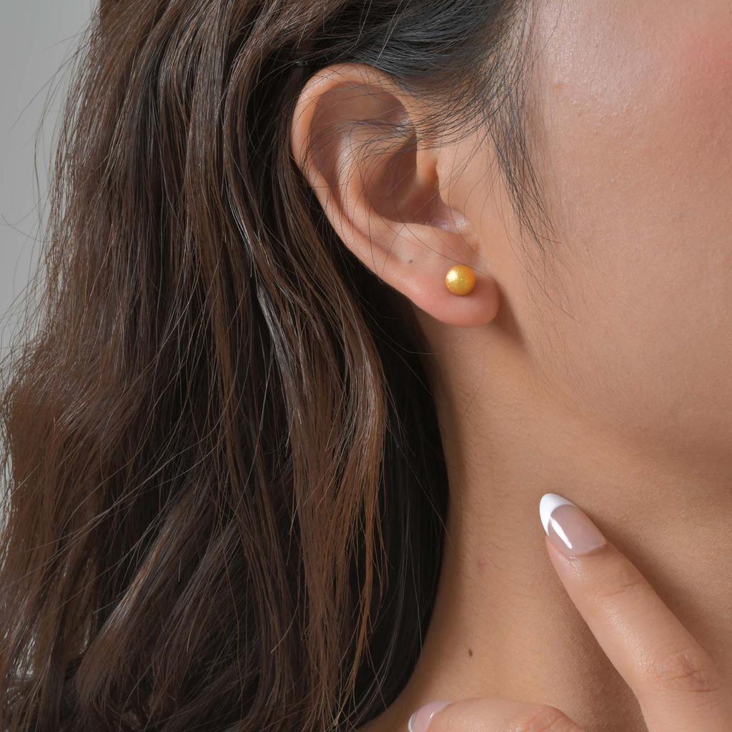 Minimalist Matte Round Bead Stud Earrings for Women,Gold Color Stainless Steel Earrings,Fashion Jewelry Gifts