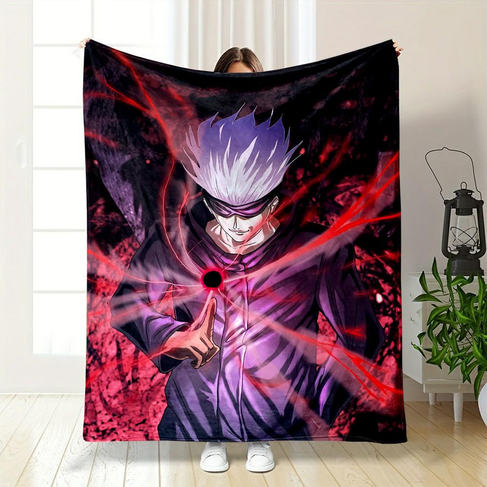 "Anime Character with Energy Aura" Patterned Flannel Blanket Perfect for the Bedroom Living Room, Sofa, or a Little Nap