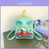 Cartoon Snoopy Pu Material Backpack With Zipper Closure For Casual Travel And Kids