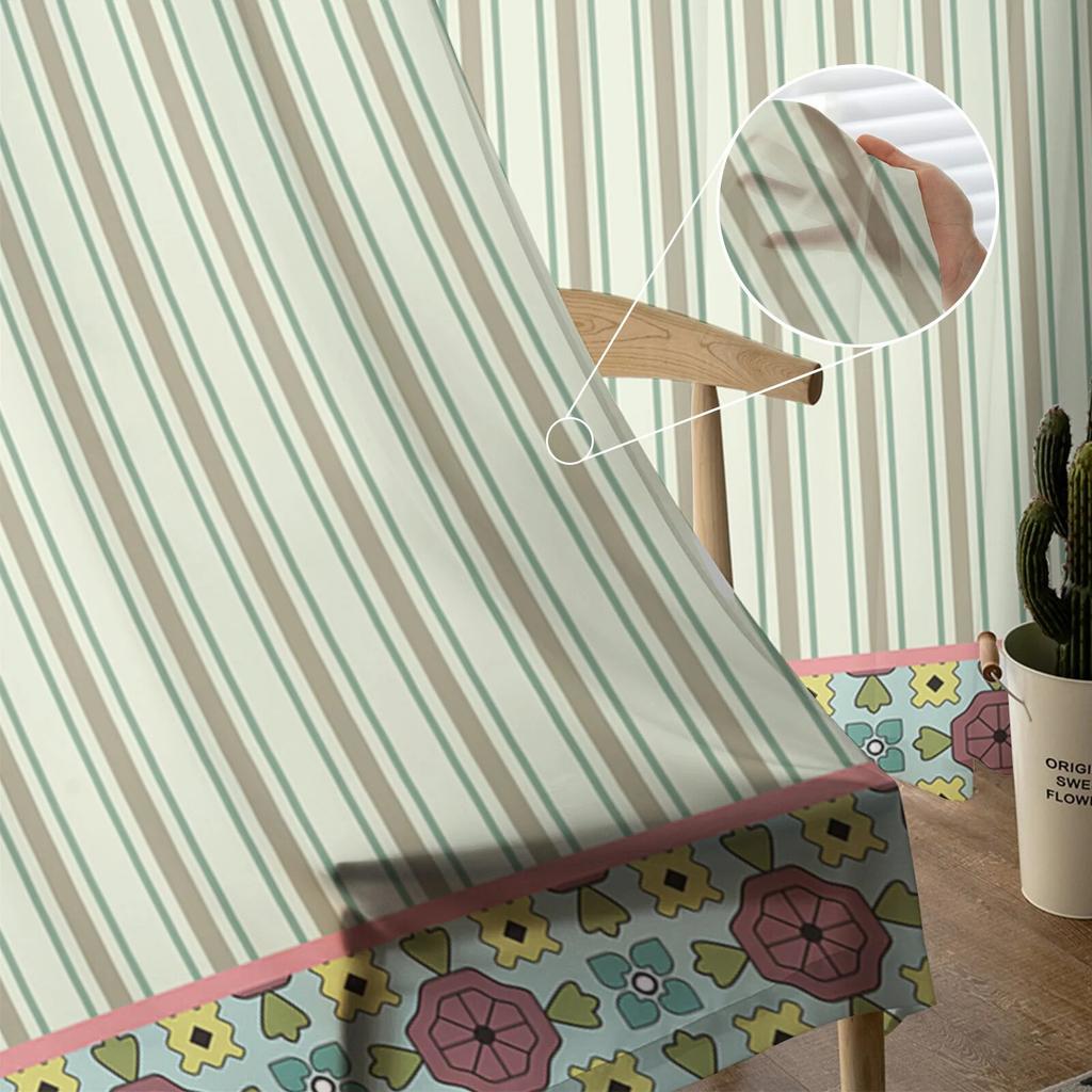 Floral Stripes Sheer Curtains For Living Room Bedroom Tulle Curtain For Kitchen Voile Curtain Blind Panels