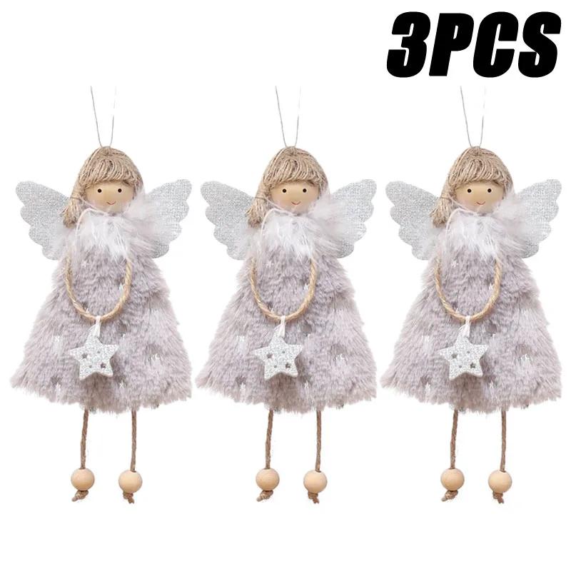 Christmas Hanging Angel Doll Pendant Plush Angel Ornaments Xmas Tree Decors for Wedding Birthday Party New Year Holiday Decor