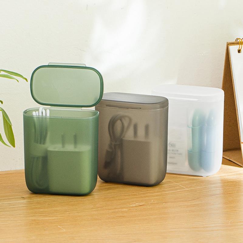 1/3pcs Desktop Data Cable Storage Box Dustproof Headphone Organizer Box With Cover Clear Cable Wire Container Box in Home Office