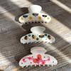 Flower Women Shark Clip Korean Style Acrylic Hair Claw Rhinestone-inlay Hair Claw  Travel