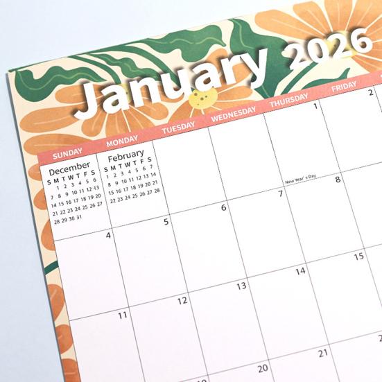 Magnetic Wall Calendar Floral Design 2026 Monthly Overview Planner Thick Paper Ample Writing Space Calendar Home Office School Kitchen Decor