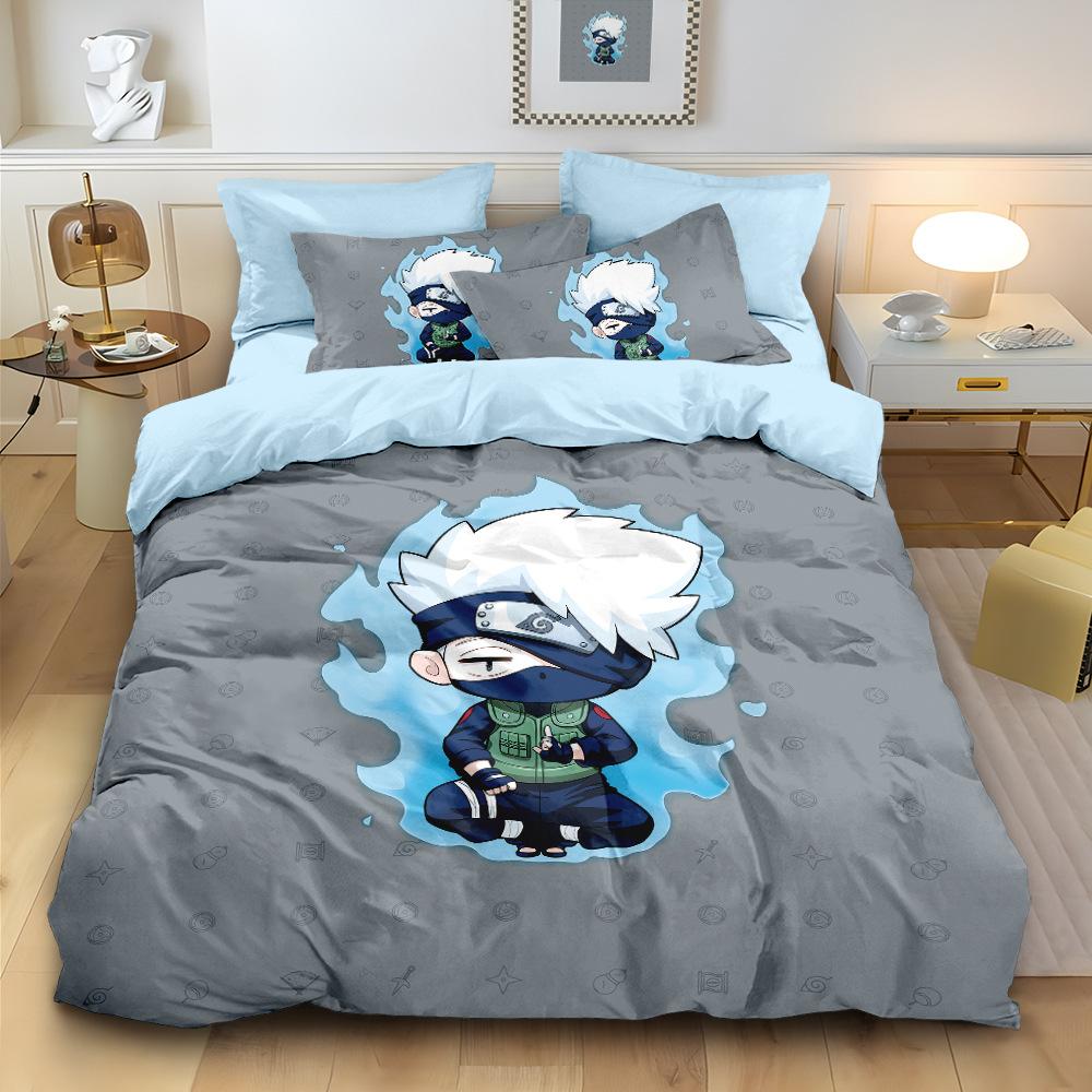 Carton Soft Duvet Cover Pilowcase Anime Uzumaki Narutos Beding Set Ten Young Boys for Bedrom Decor King Quen Ful Sized Dimensions Young Girls